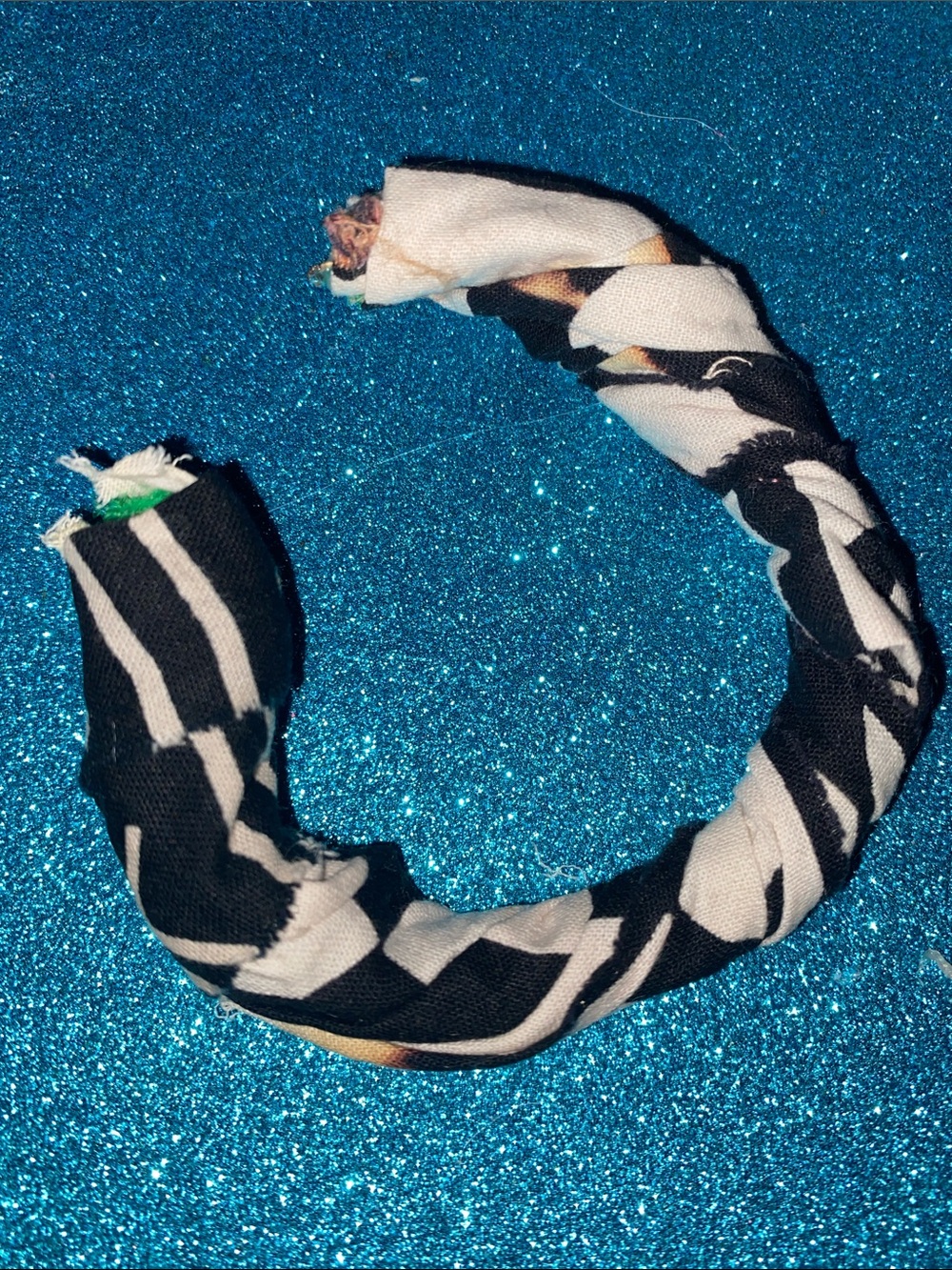Black and White Patterned Fabric Wrap Bracelet